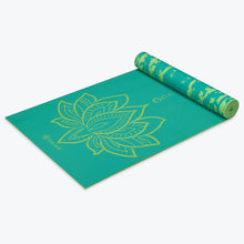 Load image into Gallery viewer, Reversible Turquoise Lotus Yoga Mat (6mm)